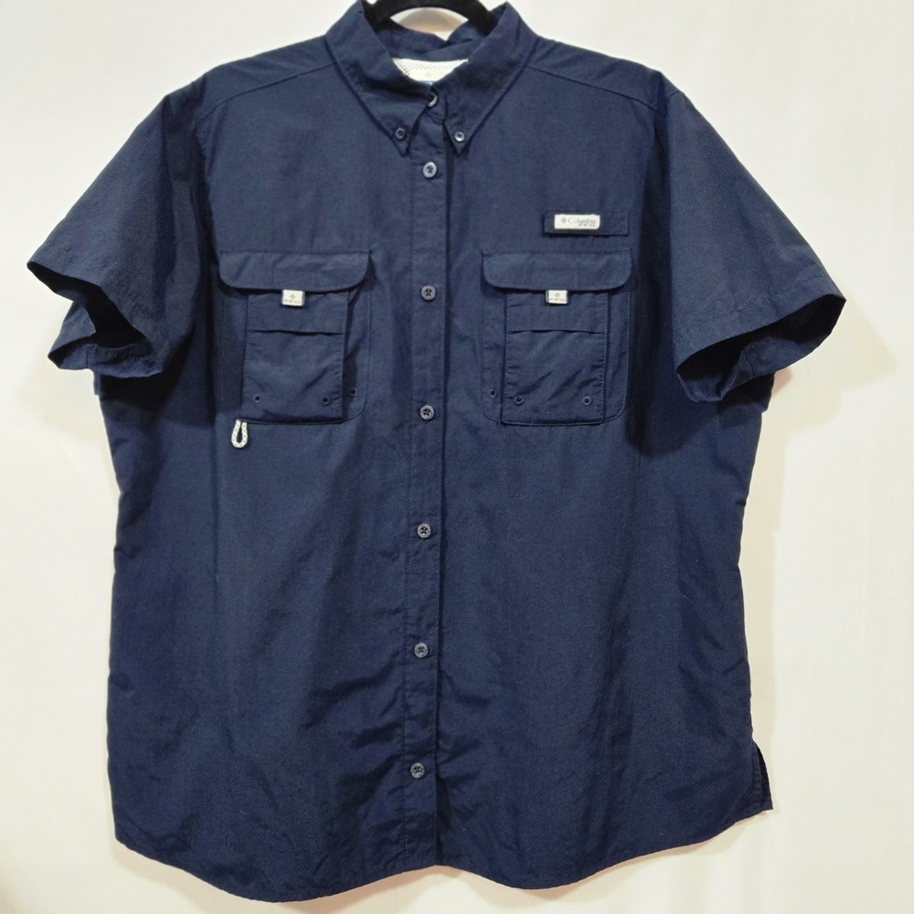 Columbia PFG Bahama Women's XL Navy Short Sleeve Vented Fishing Shirt